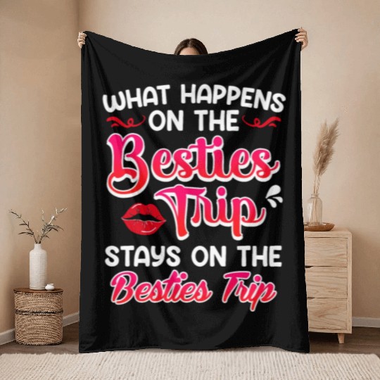 Besties Trip Friends Summer Vacation Spring Break Throw Blankets