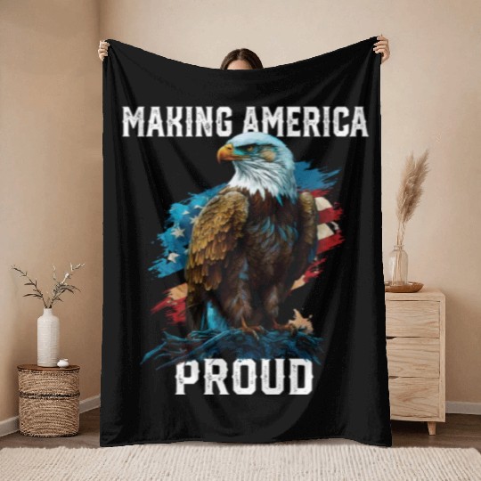 Making America Proud American Bald Eagle Throw Blankets