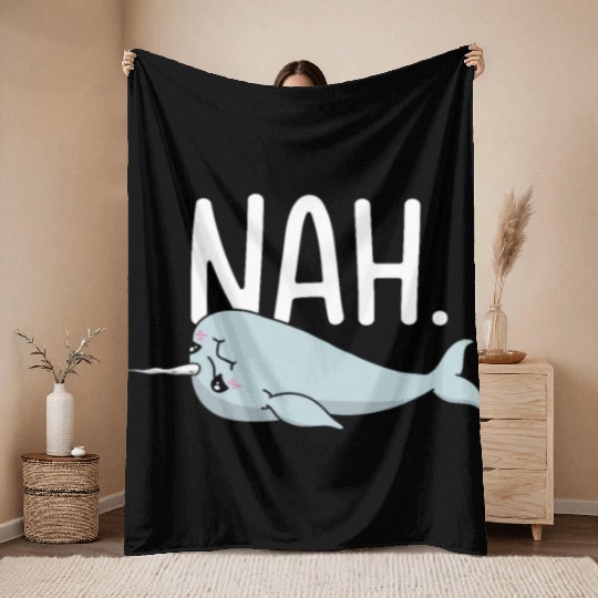 Procrastinating Narwhal Lover Aquatic Animals Throw Blankets