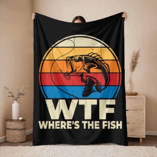 WTF wheres the fish Throw Blankets