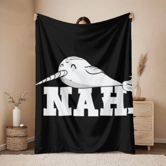 Procrastinating Narwhal Lover Aquatic Animals Throw Blankets