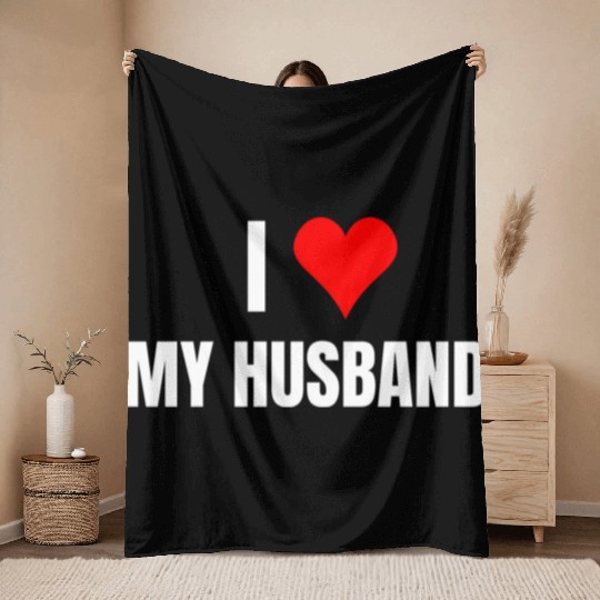 I Heart My Husband, Happy Wife, Happy Life Throw Blankets