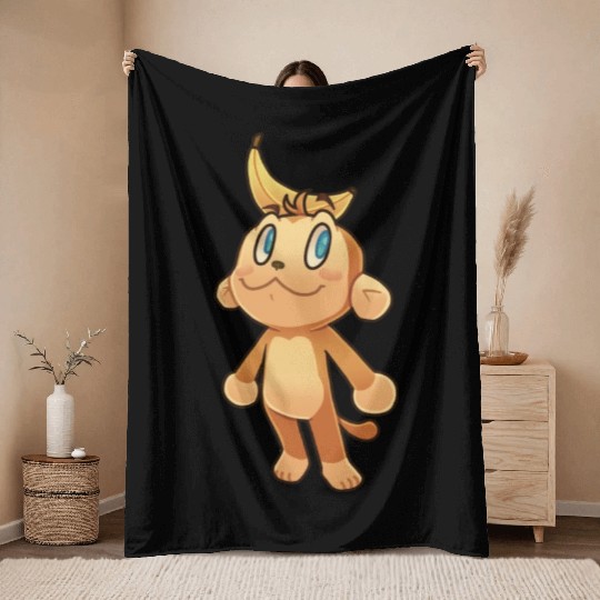 banana monkey Throw Blankets