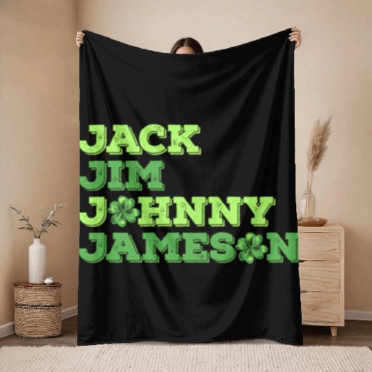 Jack Jim Johnny Jameson 4 Founder St Patrick's Day Throw Blankets