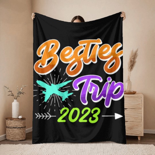 Besties Trip 2023 Vacation Friends Spring Break Throw Blankets