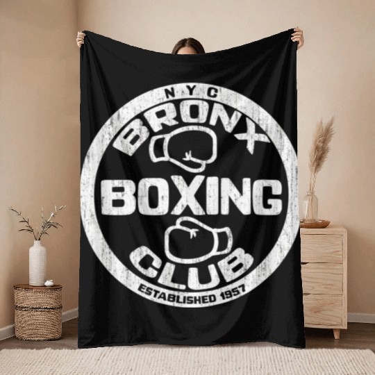 Bronx Boxing Club Squared Circle Distressed Throw Blankets