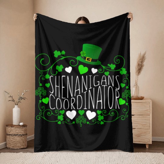 Shenanigans Coordinator St PDay Gnomes Green Proud Throw Blankets