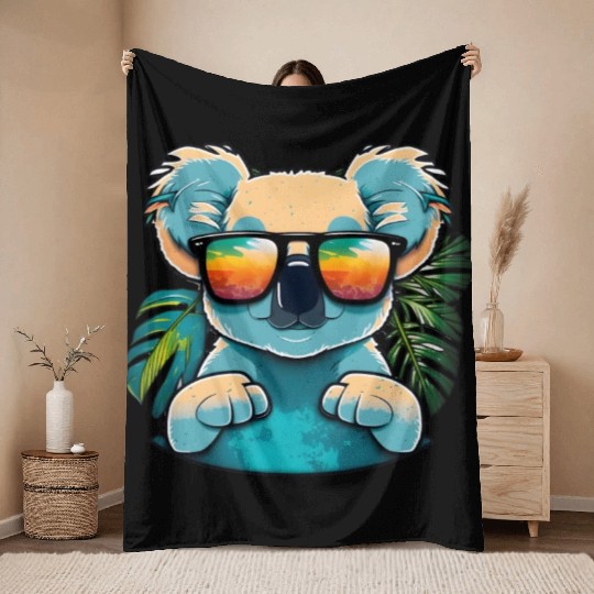 Tropical Koala Sunglasses Shades Australian Animal Throw Blankets