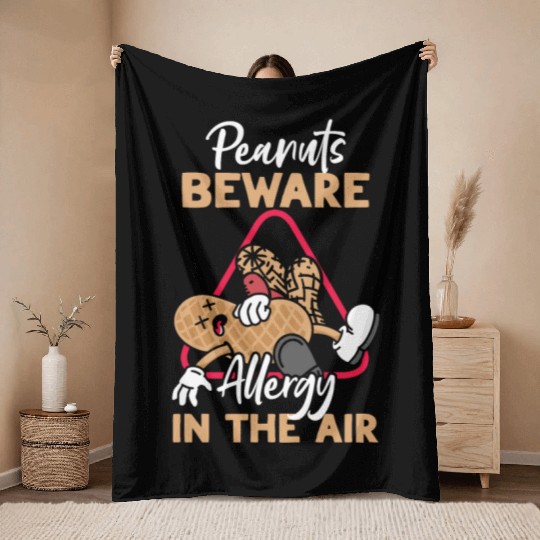 Peanuts Beware Allergy In The Air Peanut Allergic Throw Blankets