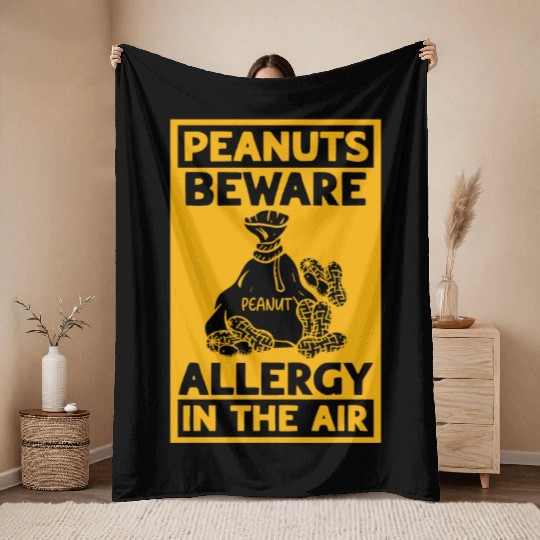 Peanuts Beware Allergy In The Air Peanut Allergic Throw Blankets