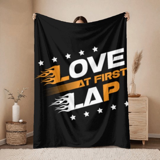 Love At First Lap Car Racing Motorcycle Motorsport Throw Blankets