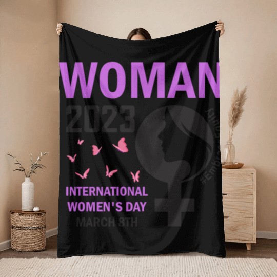 International Women's Day 2023 Embrace Equity Throw Blankets