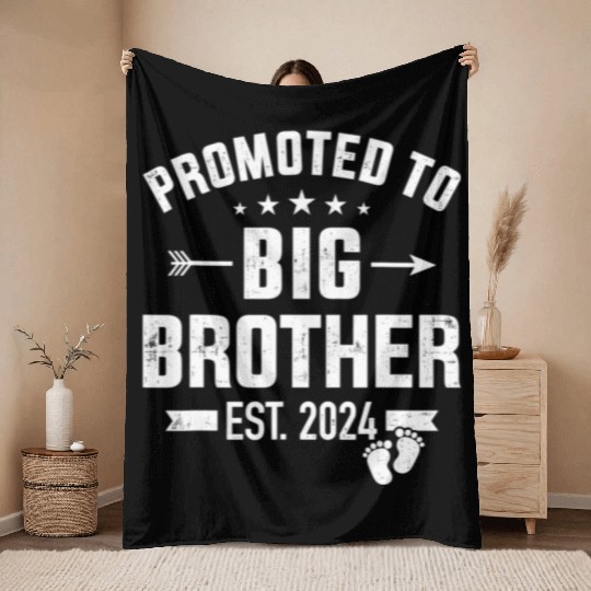 Promoted to big brother est. 2024 Throw Blankets