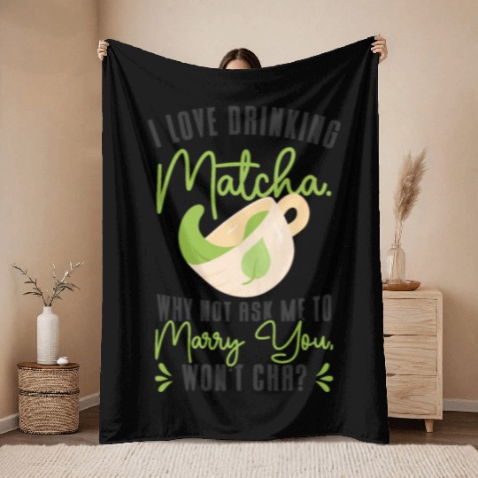 Matcha Lover Wedding Matcha Tea Pick Up Lines Throw Blankets