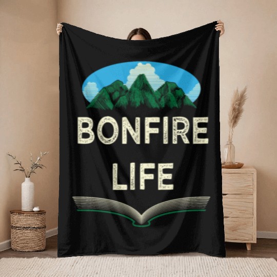 Bonfire Life Camping Wildlife Camper Outdoor Natur Throw Blankets