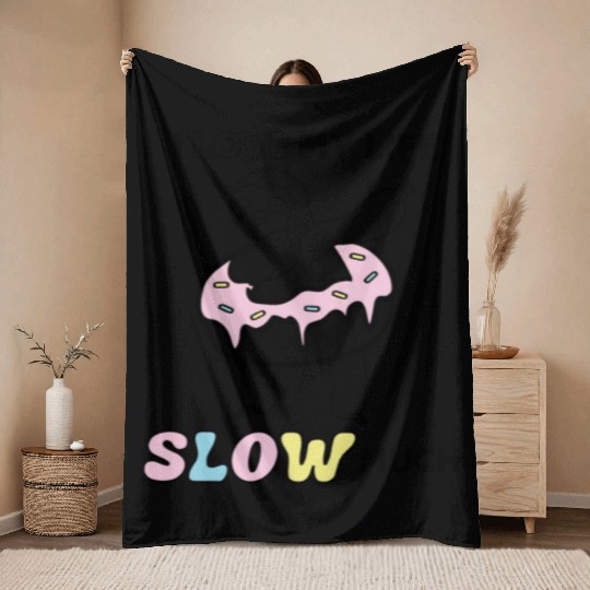 I Love My Life Slow Much Funny Sloth For Donut Lov Throw Blankets