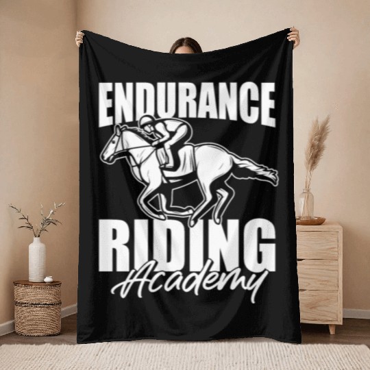 Horse Riding Academy Endurance Riding Throw Blankets