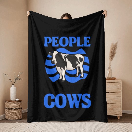 Cow Gift Farmer Cattle Breeder Cows Throw Blankets