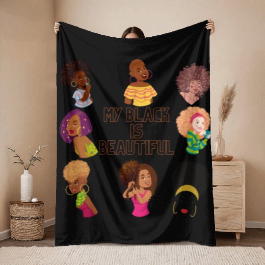 My Black Is Beautiful Throw Blankets