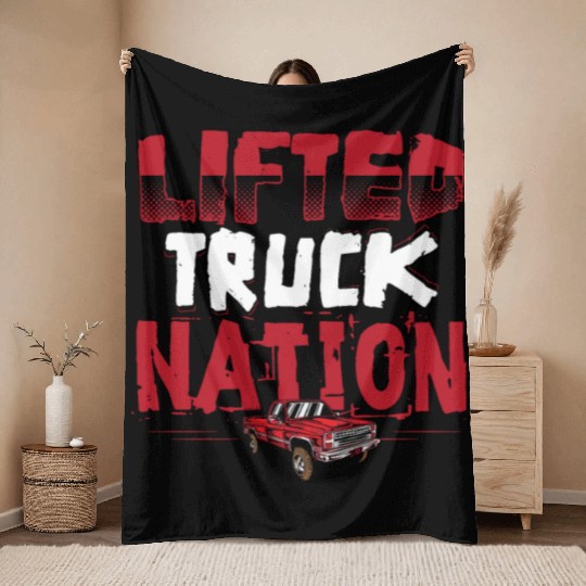 Lifted Truck Nation Pickup Truck Square Body Truck Throw Blankets