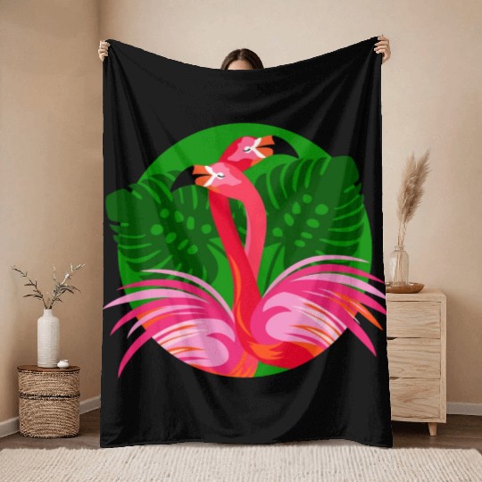 Flamingo Birds Love Hug Throw Blankets