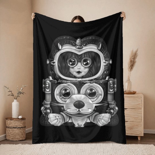 person in dog faced robot suit original Throw Blankets