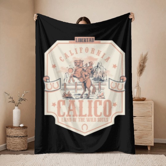 Calico california wild west town Throw Blankets