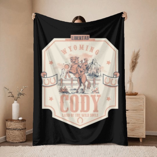 Cody wyoming wild west town Throw Blankets
