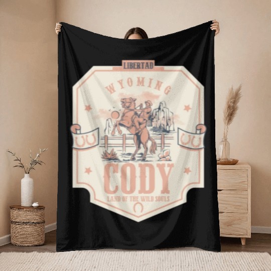 Cody wyoming wild west town Throw Blankets