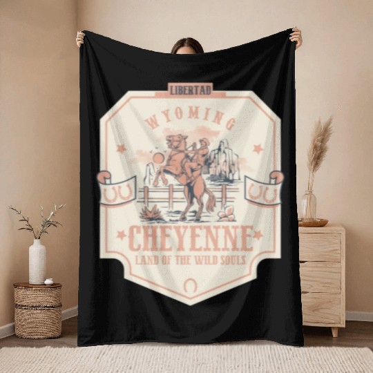 cheyenne wyoming wild west town Throw Blankets