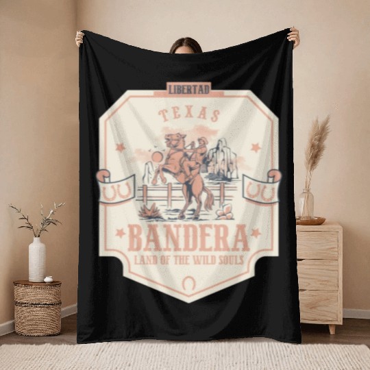 bandera texas wild west town Throw Blankets