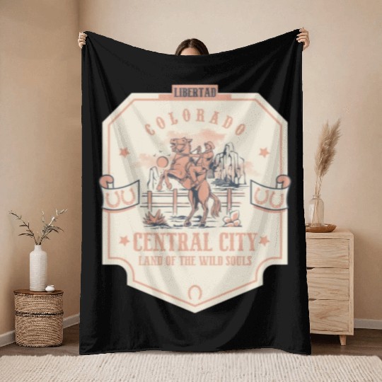 central city colorado wild west town Throw Blankets