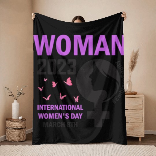 International Women's Day Embrace Equity 8 March Throw Blankets