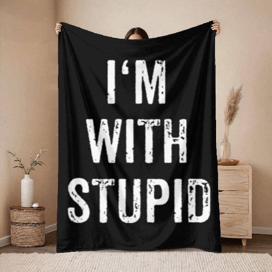 I'm With Stupid Couple Best Friend Part 1 Matching Throw Blankets