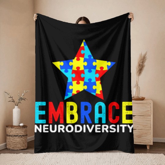 Embrace Neurodiversity Throw Blankets
