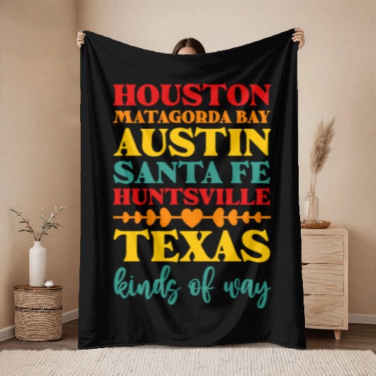 Houston Matagorda Bay Austin Santa Fe Huntsville Throw Blankets