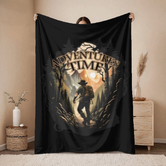 Adventure time in mountains Throw Blankets