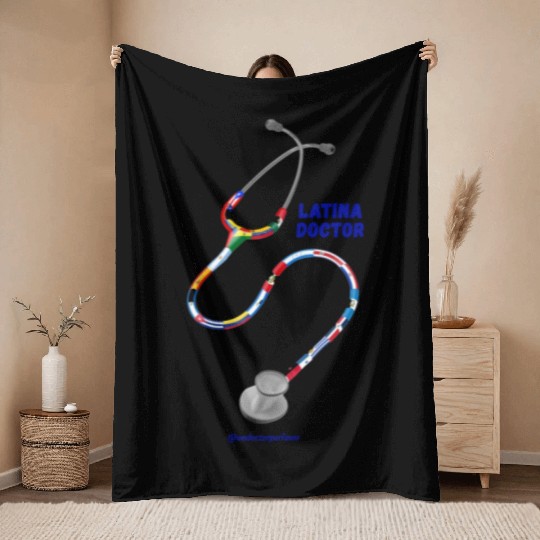 STETHOSCOPE LATINA DOCTOR undoctorporfavor Throw Blankets