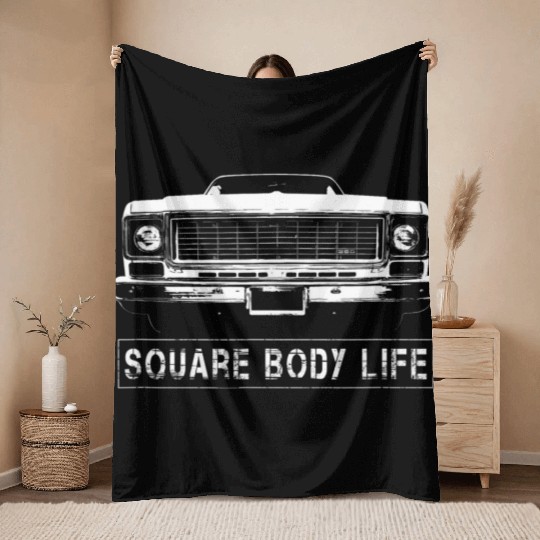 Early 70s Square Body Truck Throw Blankets