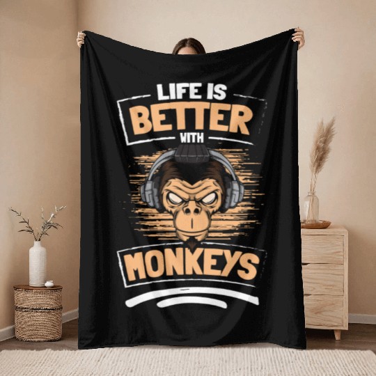 Ape Chimpanzee Colorful Children Throw Blankets