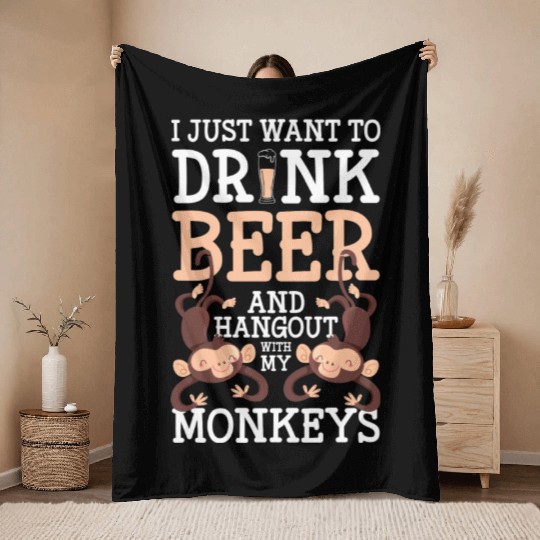 Ape Chimpanzee Funny Silly Throw Blankets