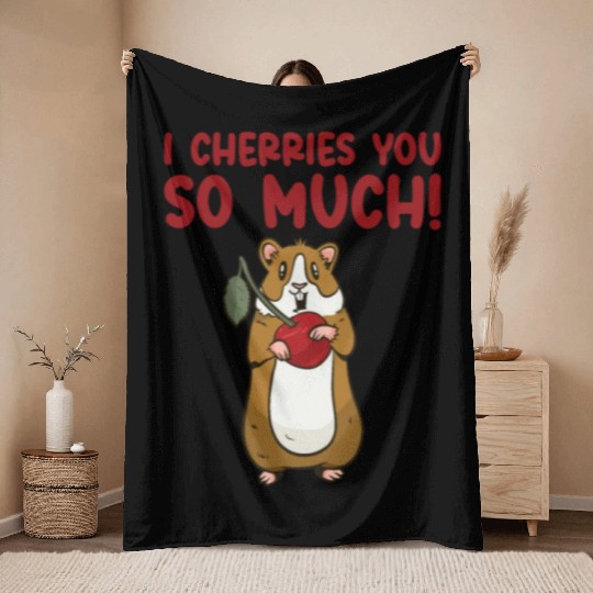 Cute Animal Hamster Cherry Pet Food Pet Hamster Throw Blankets