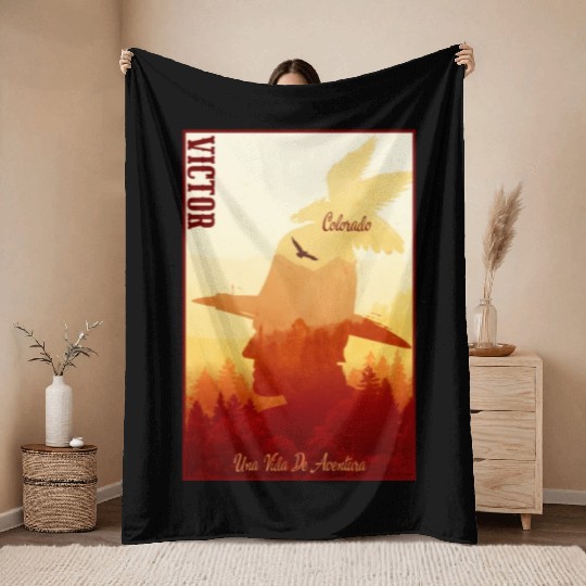 Victor Colorado wild west town Throw Blankets