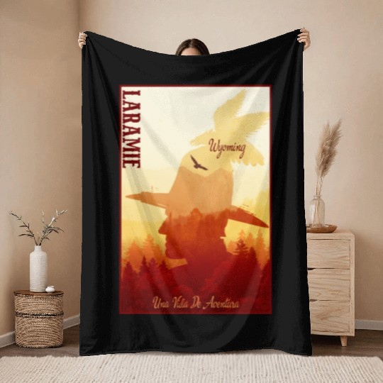 Laramie Wyoming wild west town Throw Blankets
