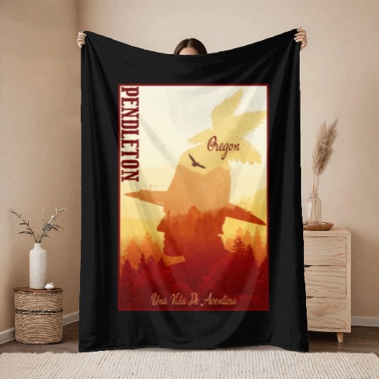 Pendleton Oregon wild west town Throw Blankets