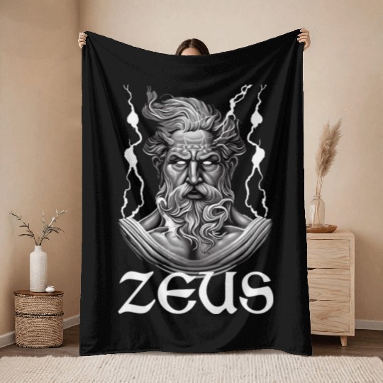 Zeus God Lightning Greek Mythology Throw Blankets