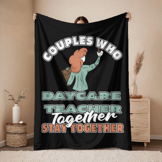 Daycare Teacher Couple Throw Blankets