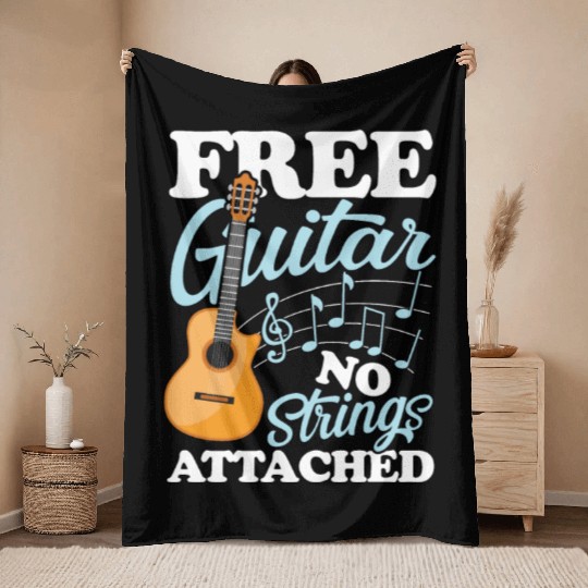 Guitar No Strings Attached Throw Blankets