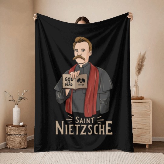 Saint Nietzsche Design for a Philosophy Student Throw Blankets