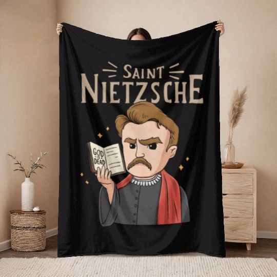 Saint Nietzsche Design for a Philosophy Student Throw Blankets